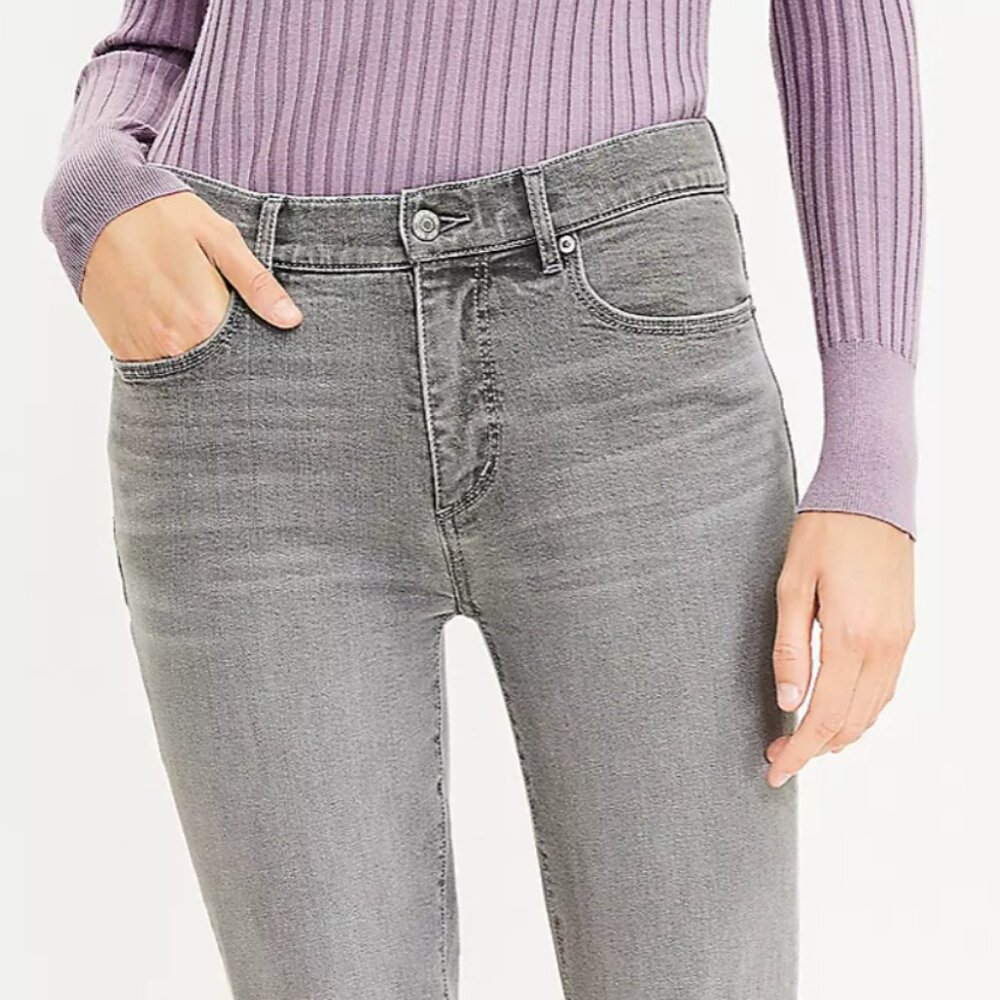 $80 NWT LOFT Skinny Curvy Mid Rise Gray Jeans 16 Fall 2021 Collection Cotton